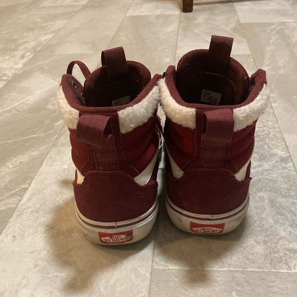 Vans High Top Sneakers Burgundy with White Stripe - Picture 3 of 7